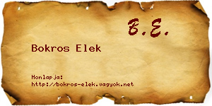 Bokros Elek névjegykártya